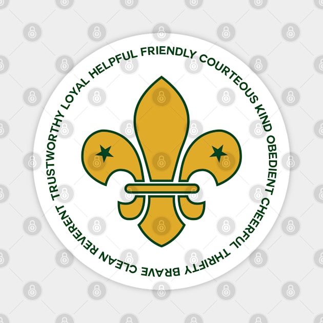 Scouting - Boy Girl Scouts / Scout Motto, Oath, Law and Slogan / color green yellow Magnet by vlada123